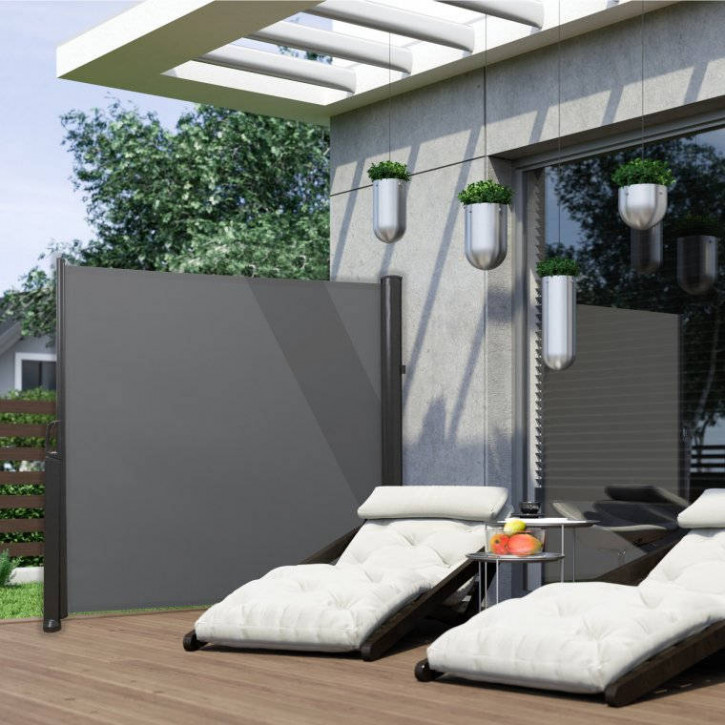 Toldo lateral extensible de aluminio - marquesina lateral para terraza,  toldo extensible de jardín con enrollado automático, lona lateral  enrollable