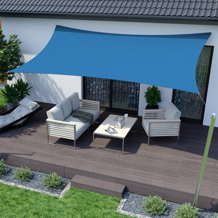 Toldo azul para patio, a prueba de desgarros, 80% UV, súper duradero,  rectangular, toldo de sombra, permeable al agua y al aire, para patio,  jardín