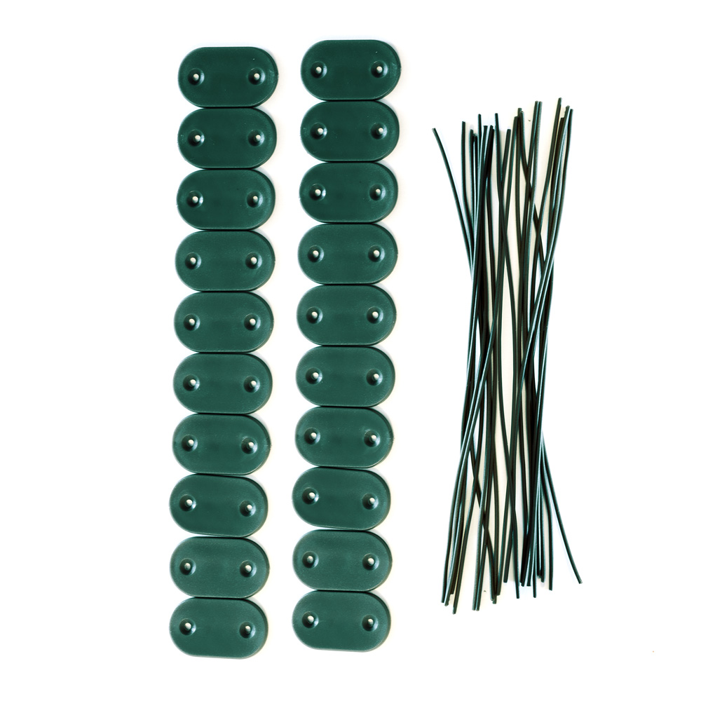 Kit de fijación para cañizos de PVC para jardín, Verde, 20 piezas